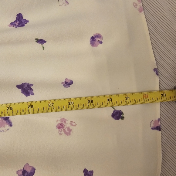 ADRIANNA PAPELL IVORY PURPLE FLORAL HALTER NECK SLEEVELESS FIT & FLARE DRESS - Picture 5 of 8